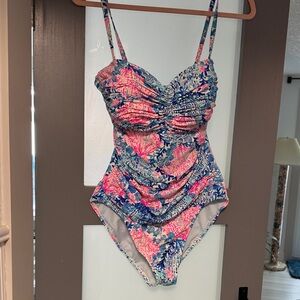 Lilly Pulitzer Pink & Blue Floral One-Piece Swimsuit